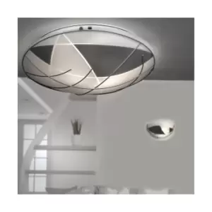 image of Argento 40cm Patterned Glass Flush Ceiling Light, Silver