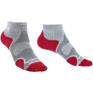 Image of Bridgedale TRAIL SPORT Lightweight Merino Cool Comfort Womens - Large Grey / Raspberry