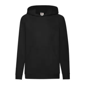 Image of Fruit Of The Loom Childrens Unisex Lightweight Hooded Sweatshirt / Hoodie (7-8) (Black)