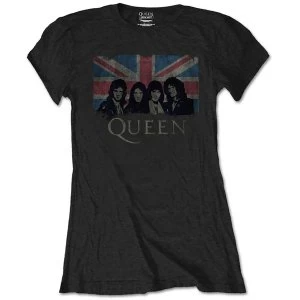Image of Queen - Union Jack Vintage Ladies XX-Large T-Shirt - Black