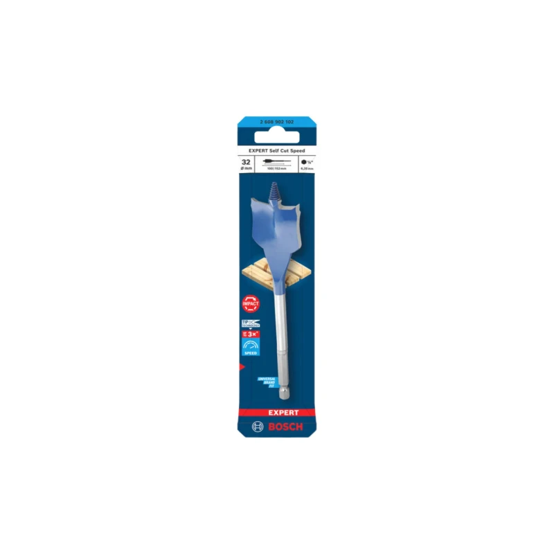 Image of Bosch Powertool Accessories EXPERT Self Cut Speed Spade Drill Bit 32 x 100 x 152mm 2.608.902.102