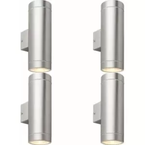 Image of Loops - 4 pack Up & Down Twin Outdoor Wall Light - 2 x 7W GU10 LED - Brushed Steel