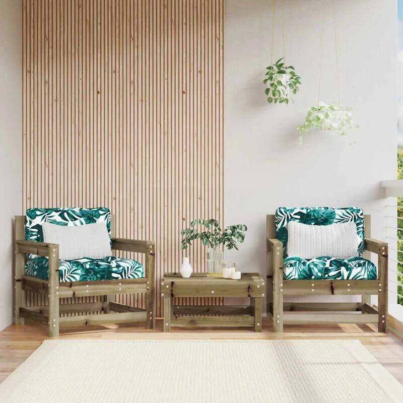 Image of VIDAXL Garden Chairs with Cushions 2 pcs Impregnated Wood Pine Vidaxl 8720845802202