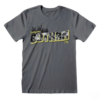 Image of Batman - Greetings From Gotham Unisex Large T-Shirt - Charcoal