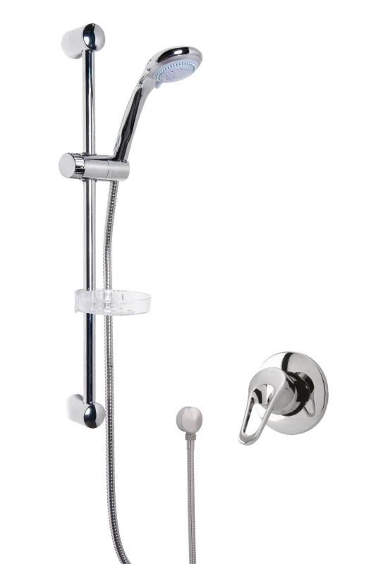 Image of Balterley Concealed Round Manual Valve Multi Function Handset Slide Rail Kit Silver