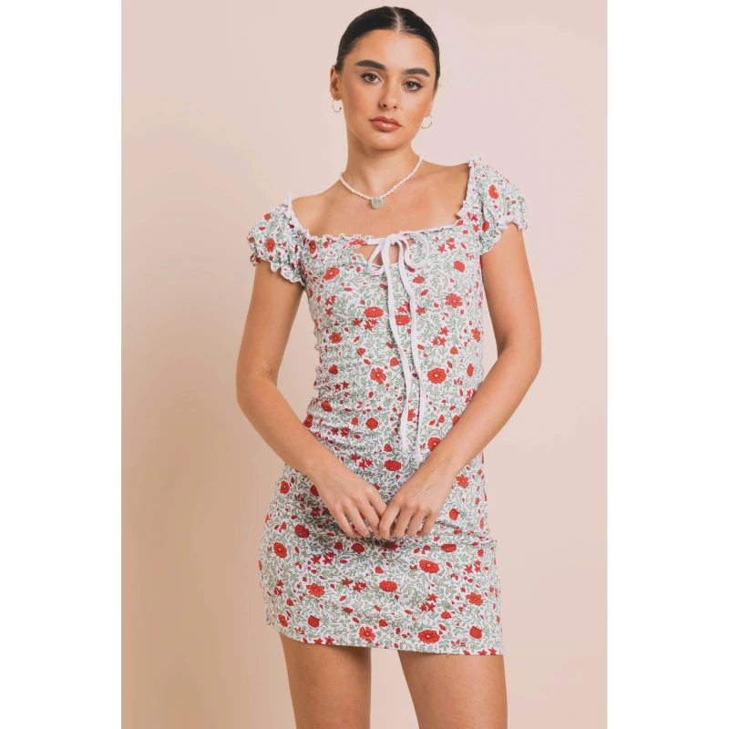 Image of Daisy Street Daisy Ditsy Mini Dress - Blue Blue 8