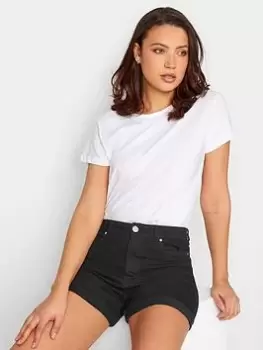 Image of Long Tall Sally Turn Hem Mom Short - Black, Size 16, Women