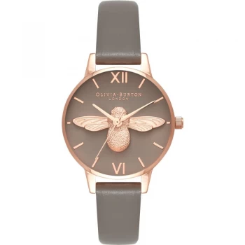 image of Olivia Burton 3D Bee Rose Gold & London Grey Ladies Watch OB16AM148