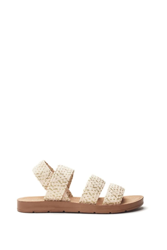Image of Moda In Pelle Womens 'Kyomi' Textile Sandals in Cream Size: 5 Cream Female 5