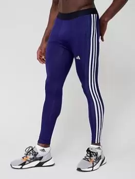 Image of adidas Performance Techfit 3-Stripes Training Long Leggings - Navy, Size XL, Men