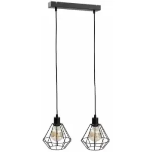Image of Keter Foskal Bar Pendant Ceiling Light Black, 50cm, 2x E27