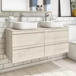 Image of 1200mm Wall Hung Vanity Unit with Countertop Basin Light Oak - Boston