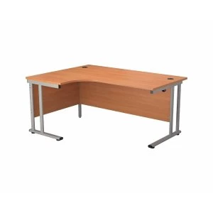 Image of TC Office Start Silver Cantilever Frame Left Hand Crescent Desk 1600x1200mm, Beech