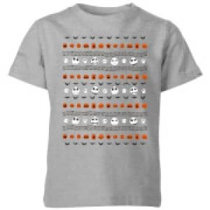 Image of The Nightmare Before Christmas Jack Pumpkin Faces Kids T-Shirt - Grey - 11-12 Years