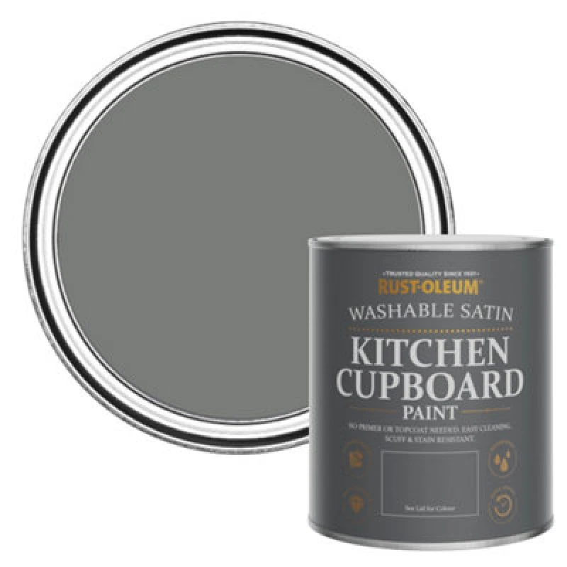 Image of Rust-Oleum Torch Grey Satin Kitchen Cupboard Paint 750Ml