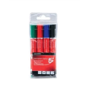 image of 5 Star Permanent Marker Xylene/Toluene-free Smearproof Bullet Tip 2mm Line (Assorted) Pack of 4 Markers