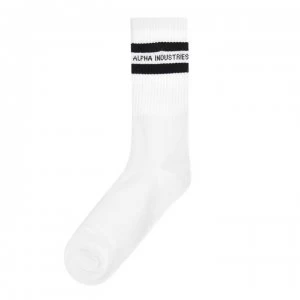 image of Alpha Industries Stripe Socks - White