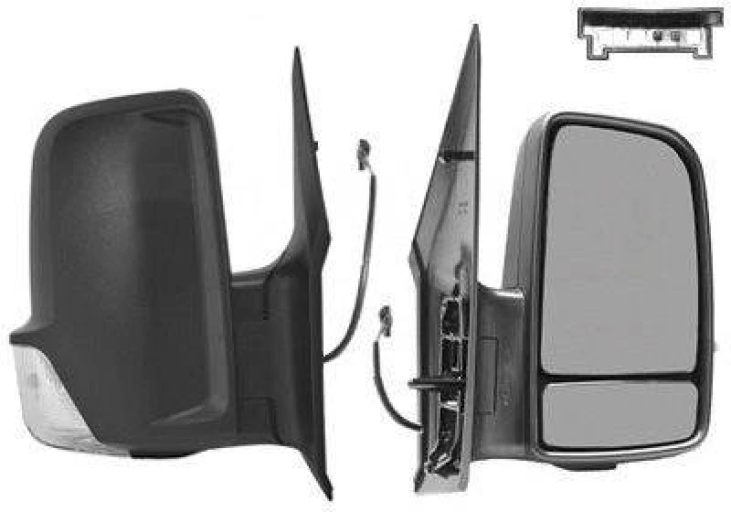Image of VAN WEZEL 3077822 Wing mirror * HAGUS * Right, black, Short mirror arm, with cable Outside Mirror (50)