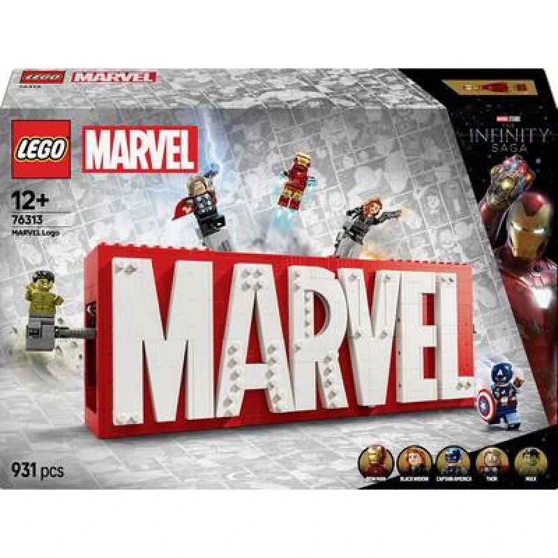 Image of LEGO LEGO Marvel: MARVEL Logo & Minifigures Building Toy 76313