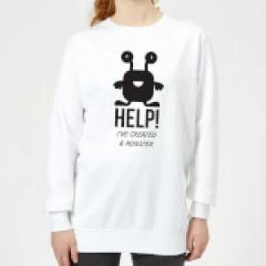 Image of HELP Ive Created a Monster Womens Sweatshirt - White - 3XL