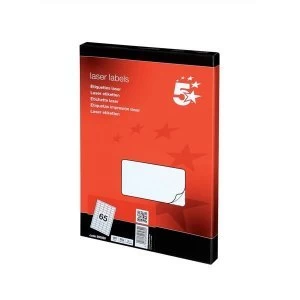 image of 5 Star Office Multipurpose Labels Laser 65 per Sheet 38.1x21.2mm White 6500 Labels