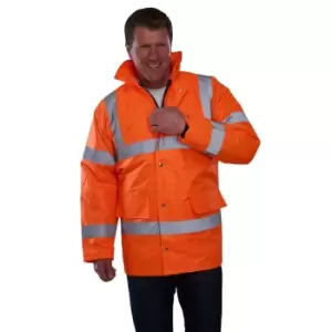 Image of Grafters Unisex Safety Hi-Visibility Waterproof Motorway Jacket (2XL) (Orange)