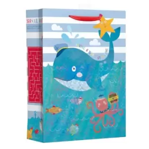 image of Giftmaker Whale Gift Bag (Pack of 6) (XL) (Blue/Red/Yellow)