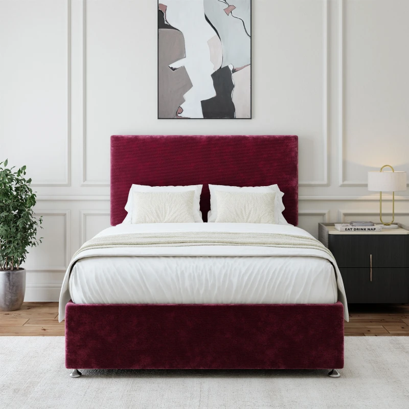 Image of Bedmaster Chenille 4 Drawer Divan Base in Aubergine Size: Small Double Aubergine Unisex Small Double