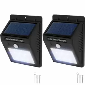 Tectake 2 LED Solar Wall Lights With Motion Detector Black