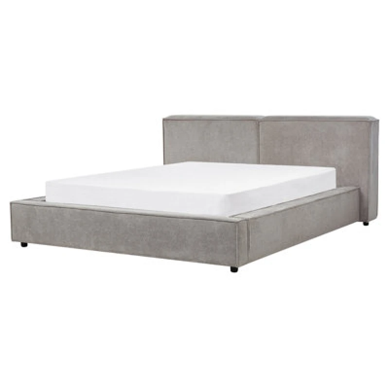 Image of Beliani Bed Fabric Linards 160 X 200 Cm (Eu King Size) Grey