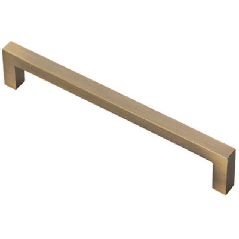 Image of Loops Square Block Pull Handle 170 x 10mm 160mm Fixing Centres Antique Brass Metallics unisex