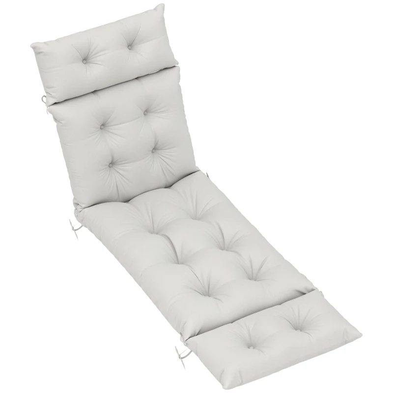 Image of Outsunny Sun Lounger Cushion Only, Garden Lounge Chair Cushion, Light Grey Light Grey