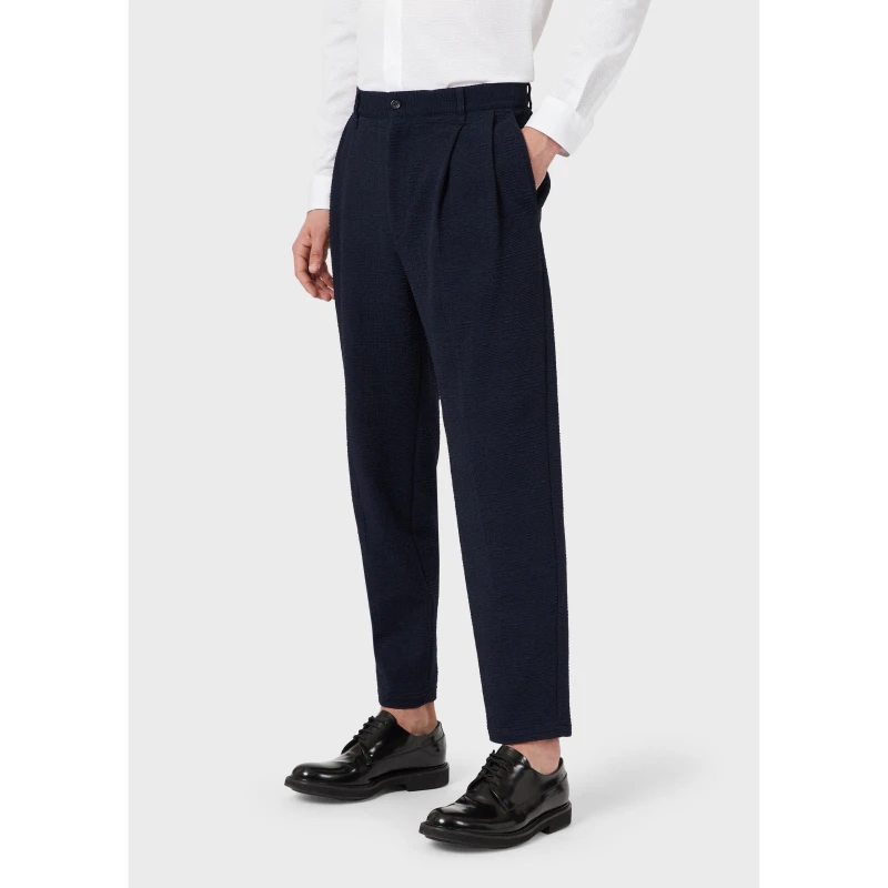 Image of Emporio Armani Mens Classic Straight Leg Trousers Navy Blue male XS