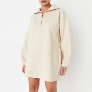 Missguided Petite Half Zip Sweater Dress - Beige