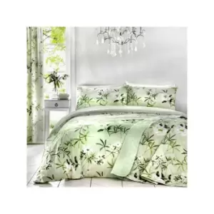 image of Dreams & Drapes Florence Floral Reversible Duvet Cover Set, Green, King