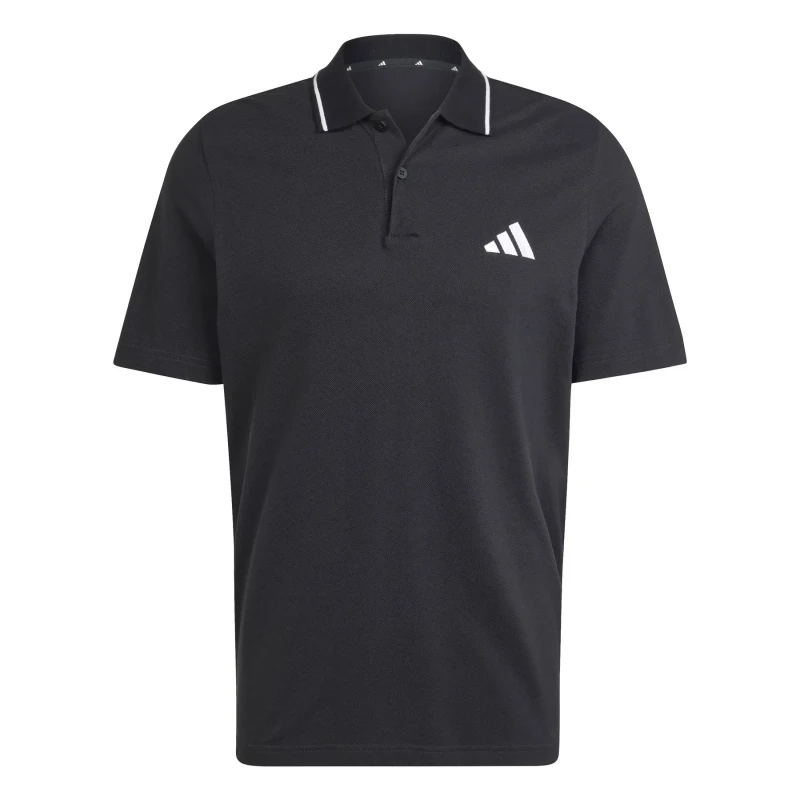 Image of Adidas SPORTSWEAR Essentials Cotton Pique Polo Shirt with Small Logo Detail Black Cotton XXL