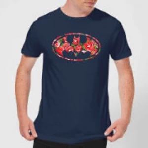 image of DC Comics Floral Batman Logo T-Shirt - Navy - L - Black