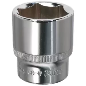 image of Sealey SP1230 WallDrive Socket 30mm 1/2"Sq Drive Fully Polished