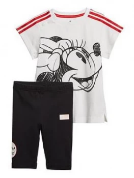 image of adidas Infant Minnie Mouse Summer Set - Black/White, Size 2-3 Years