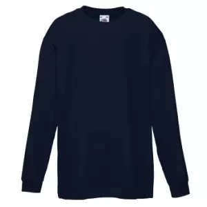 Image of Fruit Of The Loom Childrens/Kids Long Sleeve T-Shirt (Pack of 2) (12-13) (Deep Navy)