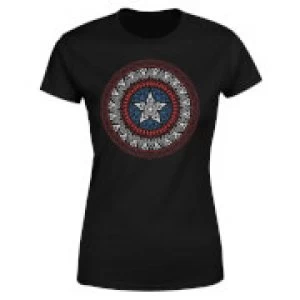 Marvel Captain America Oriental Shield Womens T-Shirt - Black - 4XL - Black