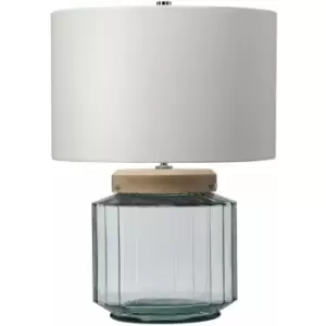 Image of Table Lamp White Shade Metalwork Polished Nickel Glassware Clear LED E27 60W