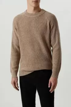 Image of Mens Super Soft Ecru Crew Raglan Knitted Jumper