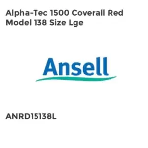 image of Ansell ANSELL ALPHA-TEC 1500 COVERALL RED MODEL 138 SIZE LGE