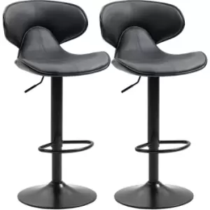 image of HOMCOM Adjustable Swivel Bar Stools Set of 2, Barstools for Counter Bar, Grey - Grey