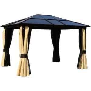 Image of 3x3.6m Garden Gazebo Tent w/ Magnet LED Solar Light Outdoor Sunshade - Outsunny