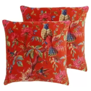 image of Paoletti Paradise Twin Pack Polyester Filled Cushions Orange