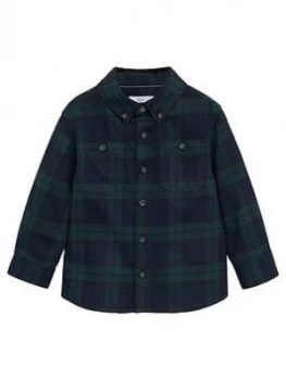 Mango Baby Boys Long Sleeved Checked Shirt - Navy