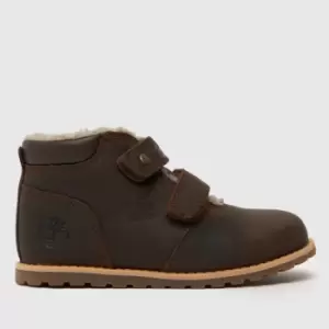 image of Timberland Dark Brown Pokey Pine Warm Lined Boys Toddler Boots