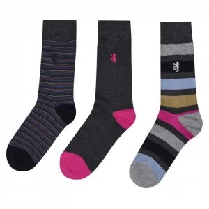 Image of Pringle 3 Pack Striped Socks - Charcoal